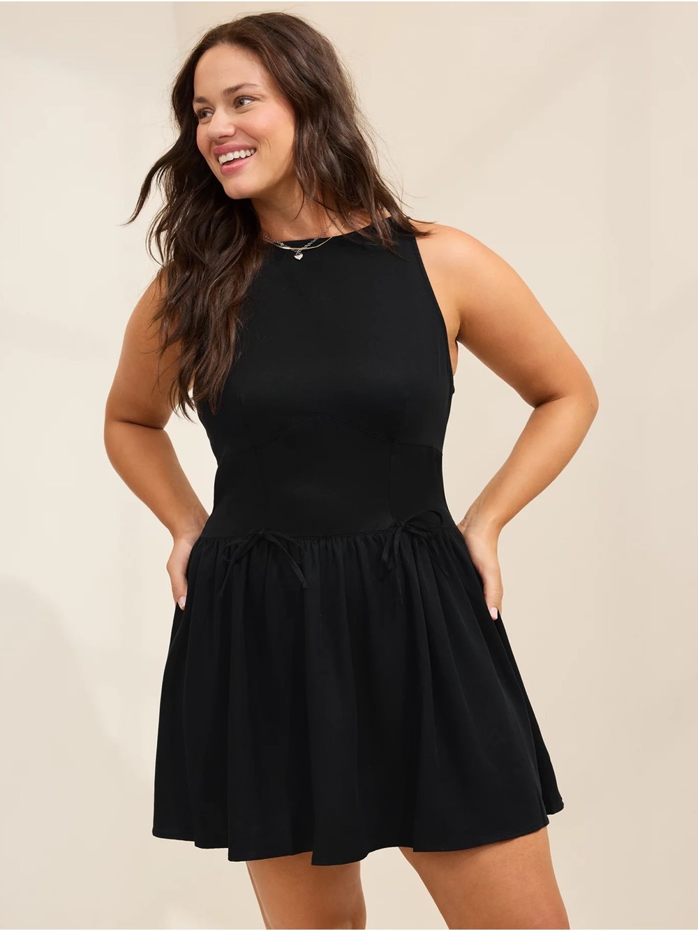 aerie drop waist bow Mini Dress
